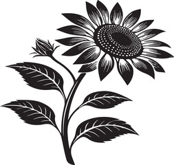 Sunflower silhouette vector style with white background .