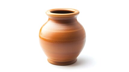 A brown vase sits on a white background