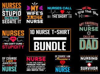 Naklejka premium NURSE 10 T-SHIRT VECTOR BUNDLE 