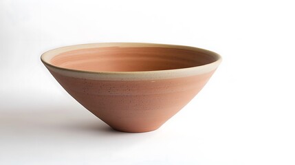 A large bowl made of clay sits on a white background