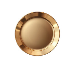 Minimalist Golden Plate With Smooth Finish, featuring a sleek and reflective surface, ideal for modern and elegant dining settings. Isolated on transparent background, png.