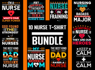 Naklejka premium The Best Nurse T-shirt Vector Bundle