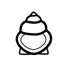 Simple Black Scallop Shell Icon Vector Graphic