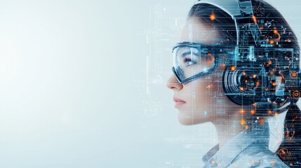 Innovative engineer utilizing advanced technology in a tranquil setting digital portrait futuristic environment close-up view empowerment through innovation