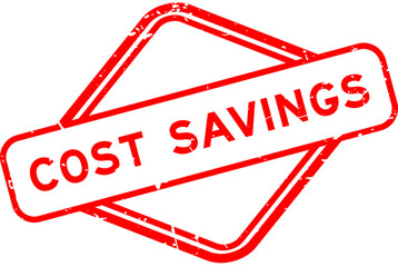 Grunge red cost savings word rubber seal stamp on white background