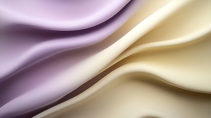 Obraz premium Subtle waves of lilac and cream fabric create a luxurious and elegant abstract image. The soft, flowing texture is visually captivating.