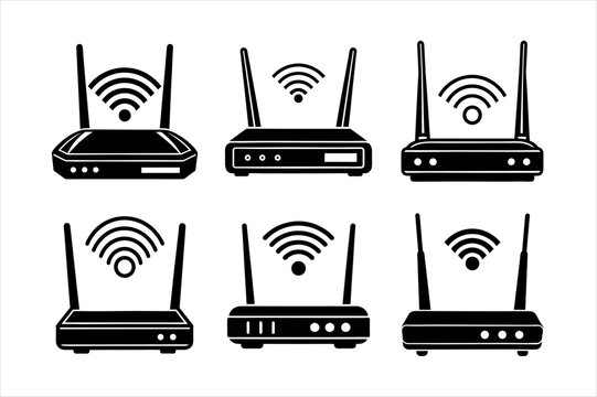 Wireless Router Icons set  vector design