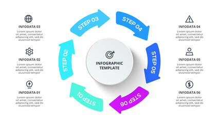 Fototapeta premium Creative concept for infographic with 6 steps, options, parts or processes. Business data visualization.