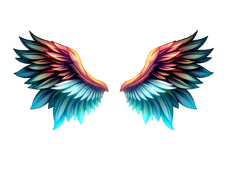 Anime Wings Sticker: Feathers & Glowing Aura, Vector Design on White Background