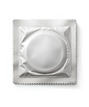 Blank Condom isolated, Packaging with a condom for your design and logo. Template of blank condom packaging for condom