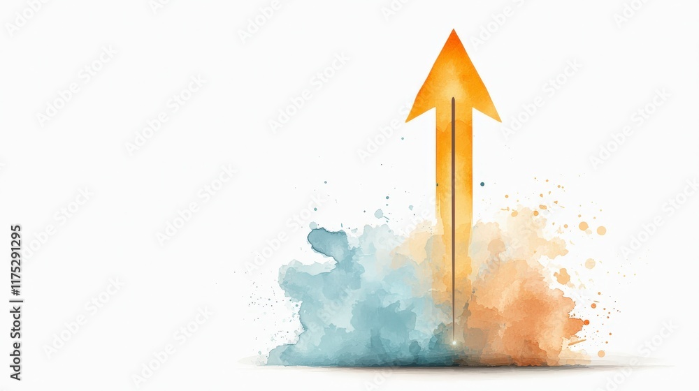 Poster vibrant abstract arrow design with splashes of color for progress and direction representation