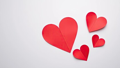 Red paper hearts on white background (1)