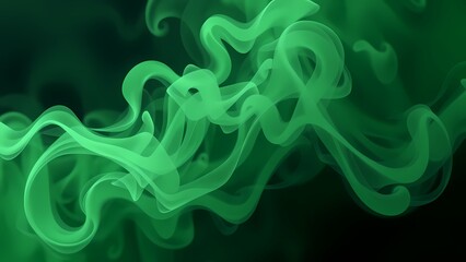 Green smoke on black, abstract smoke background