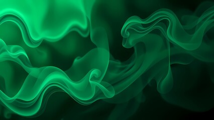 Green smoke on black, abstract smoke background
