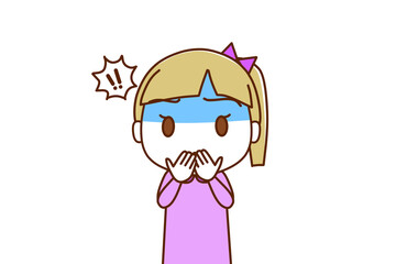 （上半身正面）信じられないシーンを見てしまいショックで真っ青になる白人少女