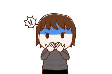 （上半身正面）信じられないシーンを見てしまいショックで真っ青になる太った女性