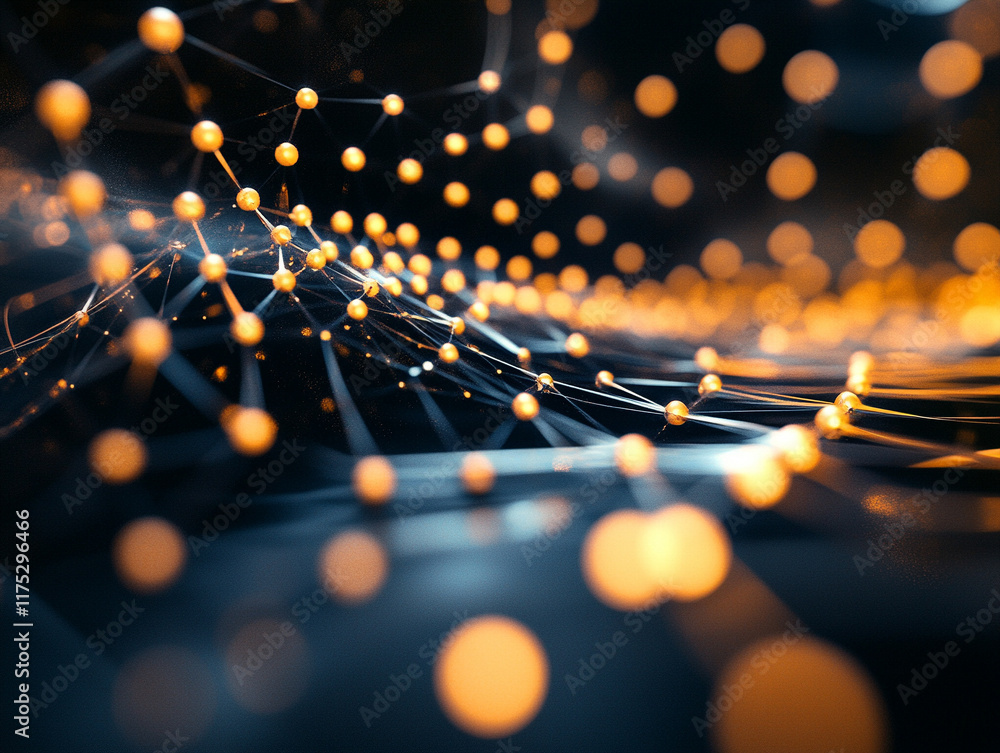 Poster dynamic flow of energy particles in a digital space abstract visualization technology environment cl