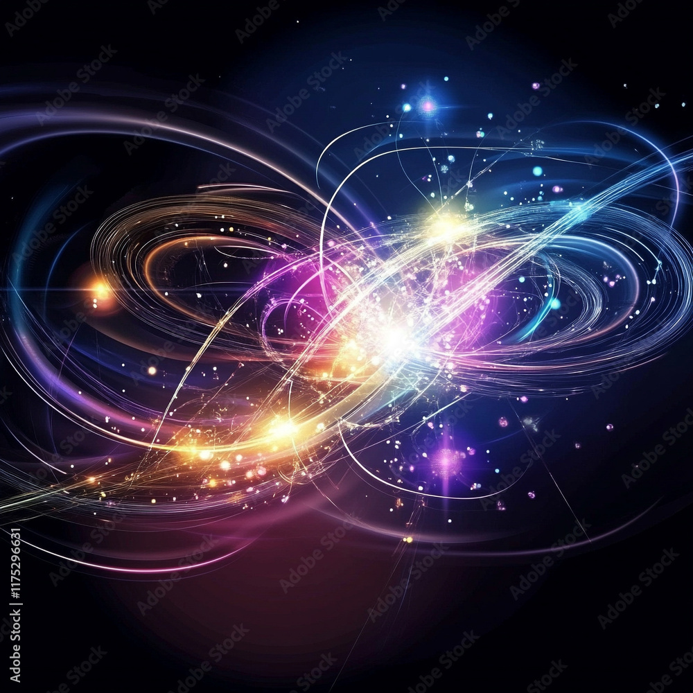 Poster cosmic energy burst outer space abstract art digital universe futuristic viewpoint light and color p