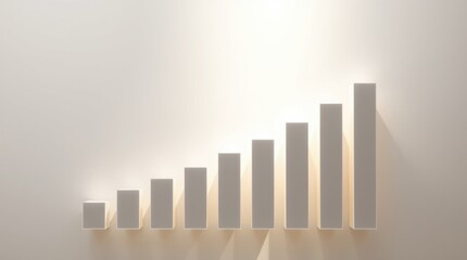 Minimalist white bar graph with shadows on a light background