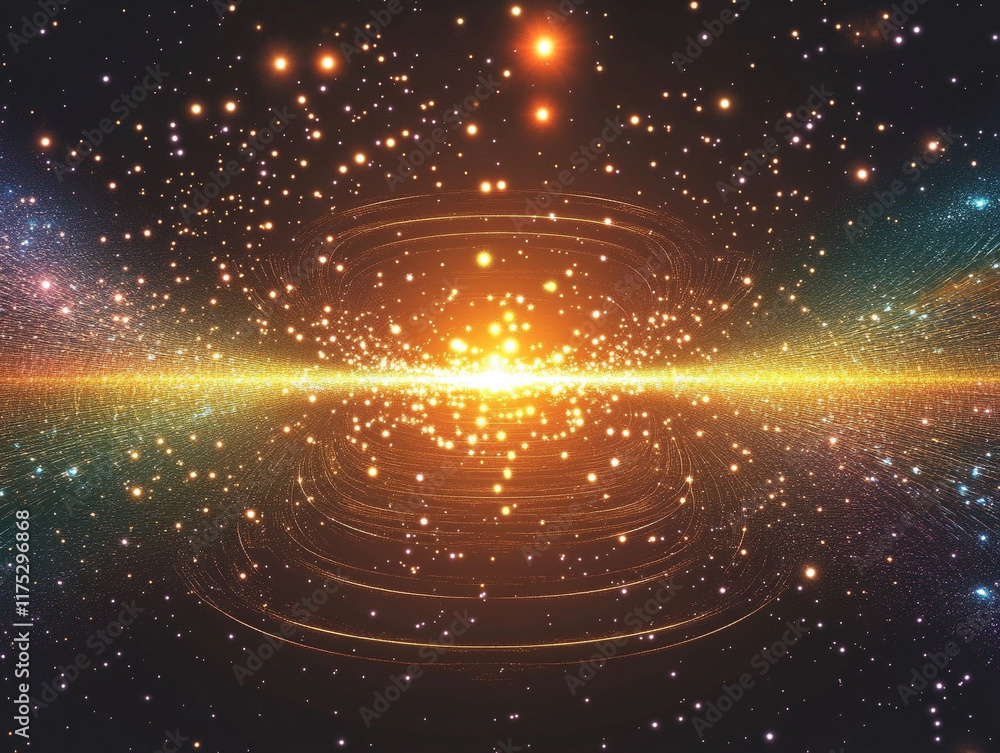 Aufkleber cosmic explosion event deep space digital artwork celestial environment wide-angle view universe con
