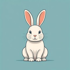 Fototapeta premium Adorable White Rabbit: A Simple, Sweet Line Art Illustration