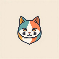 Charming Retro Cat Portrait: A Simple Line Art Design