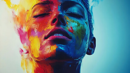  A self-portrait reflecting courage and self-discovery, abstract art with vivid colors