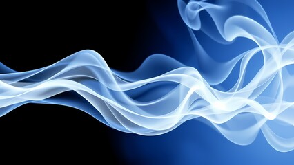 Abstract blue background with waves, blue smoke on black background AI	