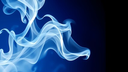 Abstract blue background with waves, blue smoke on black background AI	