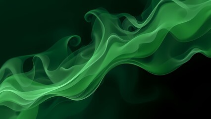 Green smoke on black, abstract smoke background