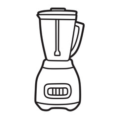black and white line art kitchen appliances, modern push button blender
