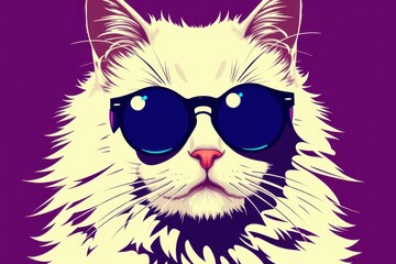 Fototapeta premium a white cat with sunglasses on its face