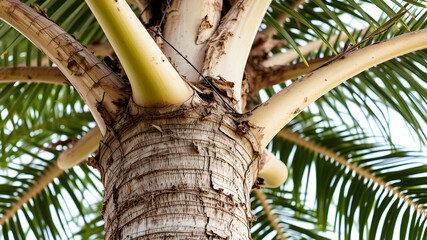Palm tree bark with rough texture.  Generative AI