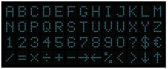 digital scoreboard alphabet, vector illustration