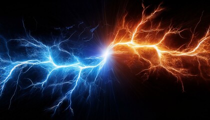 オレンジ色の稲光と青い色の稲光（Orange and blue lightning）
