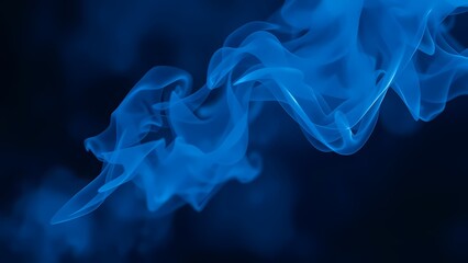 Blue smoke background AI, abstract blue background with waves, smoke on black