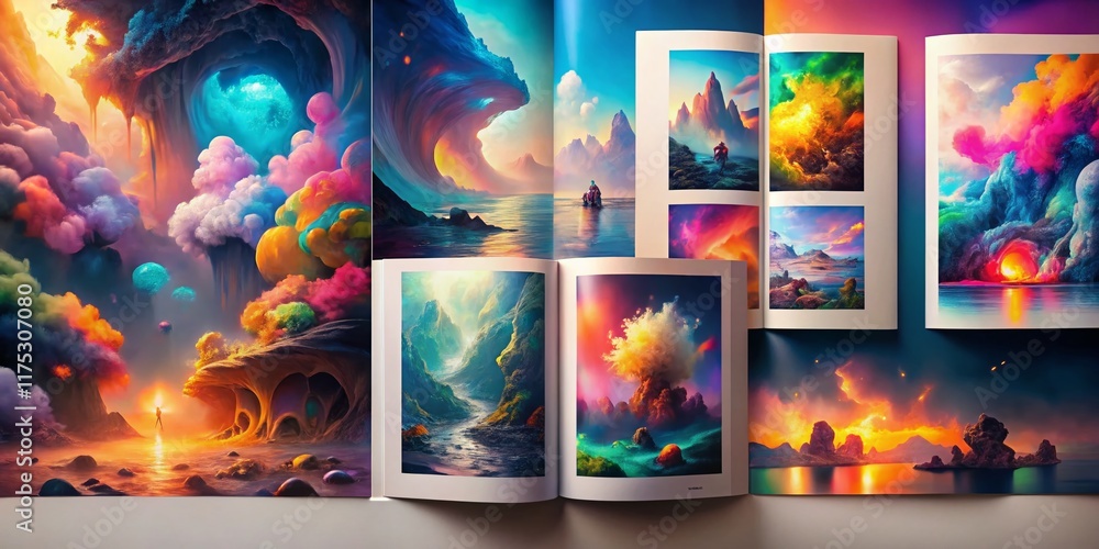 Poster surreal brand guidelines template: abstract floating design elements