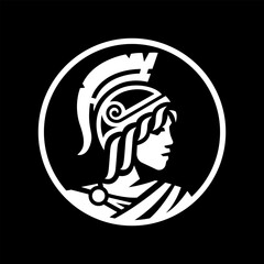 Athena. Greek goddess of war on a dark background.