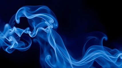 Blue smoke background AI, abstract blue background with waves, blue smoke on black