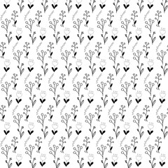 floral seamless patterns. Meadow plants, leaves, leaf and flowers. All over print. Botanical collage in modern flat style.