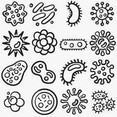 bacteria virus microbiology doodle illustration
