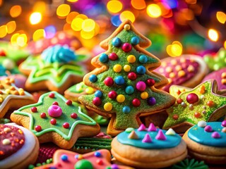 Obraz premium Surreal Christmas Cookies: Dalgona Candy & Festive Treats