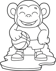 Monkey Basketball player Basketball Animal Vector Graphic Art Illustration