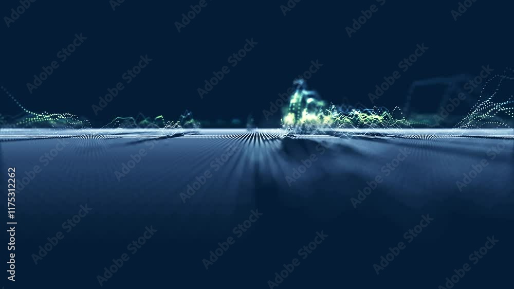 Poster big data technology background. motion of digital data flow. transferring of big data. artificial in