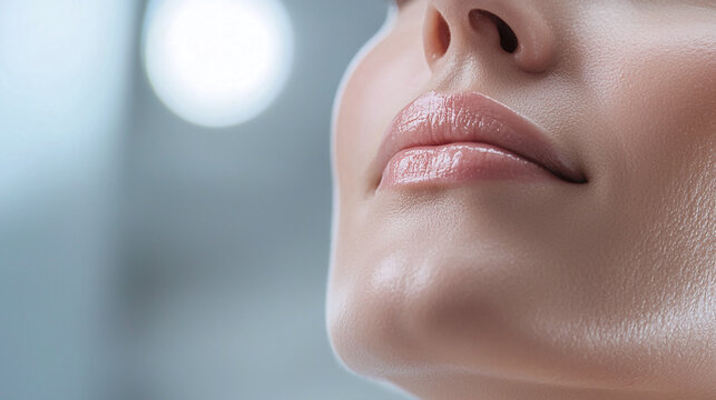 glowing portrait of smooth, clear skin showcasing serene expression. soft lighting enhances natural beauty and highlights contours of face