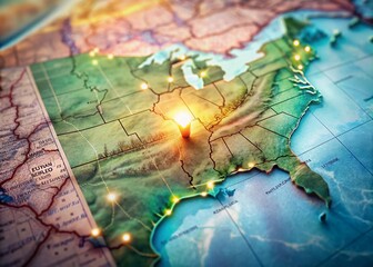 Naklejka premium Surreal Delaware: Floating State on USA Map