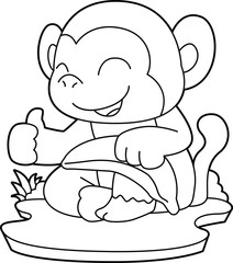Monkey Banana Fruit Animal Vector Graphic Art Illustration