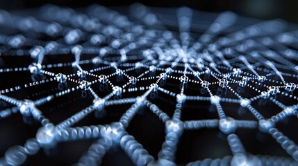 Captivating cobweb glistening in the moonlight