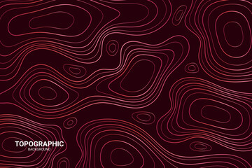 Abstract Pink Wave Line Topography Map Background. Luxury. Futuristic. Vector Illustration. Wallpaper