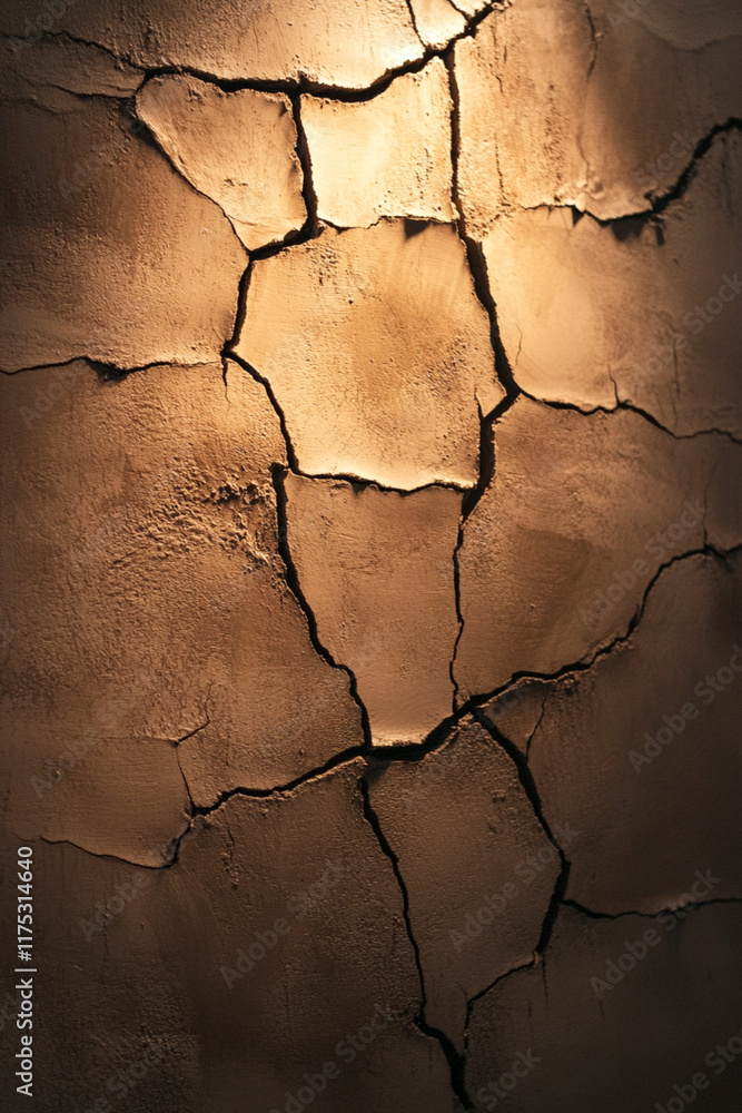 Poster cracked and textured surface in warm mocha mousse tones, creating a dramatic and rustic aesthetic wi